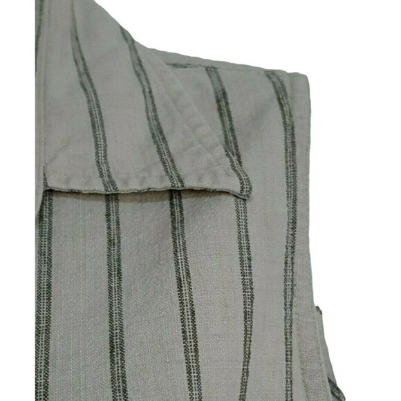 Abercrombie & Fitch Women's Blouse Linen blend Sleeveless Button-front Striped - Picture 4 of 9